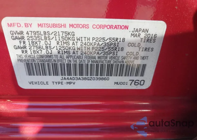 JA4AD3A38GZ039860: 44287142