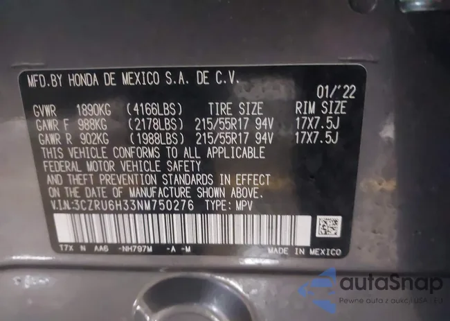 3CZRU6H33NM750276: 44287278