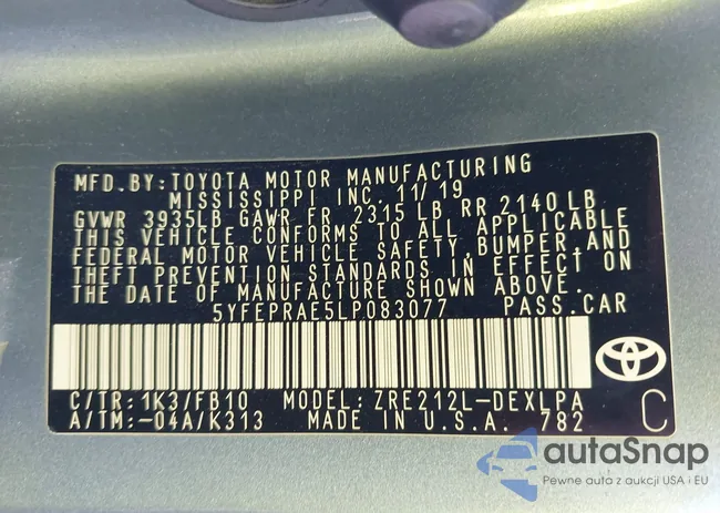 5YFEPRAE5LP083077: 44287280