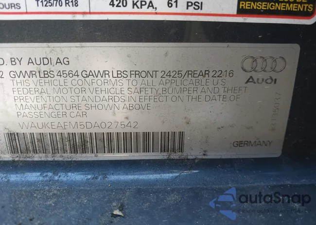 WAUKEAFM5DA027542: 44287341