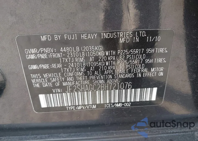 JF2SHAGC2BH721076: 44287346