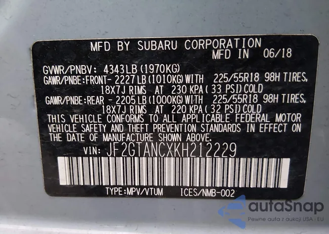 JF2GTANCXKH212229: 44287365