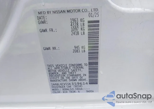 1N4BL4CV5SN359614: 44287384