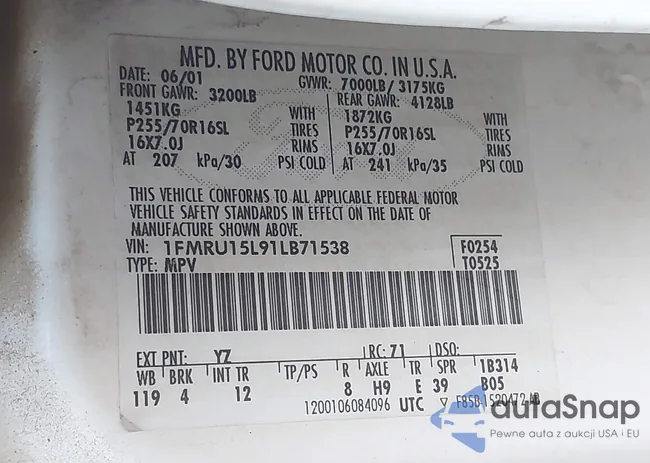 1FMRU15L91LB71538: 44287425