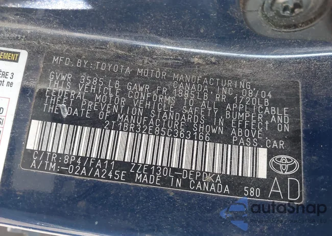 2T1BR32E85C363166: 44287487