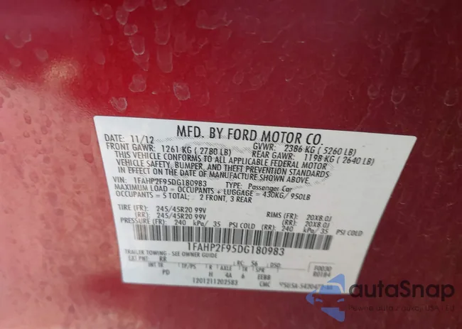 1FAHP2F95DG180983: 44287567