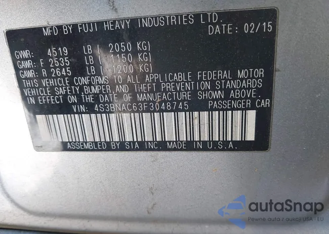 4S3BNAC63F3048745: 44287587