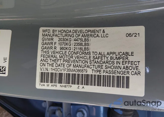 1HGCV1F35MA086879: 44287590
