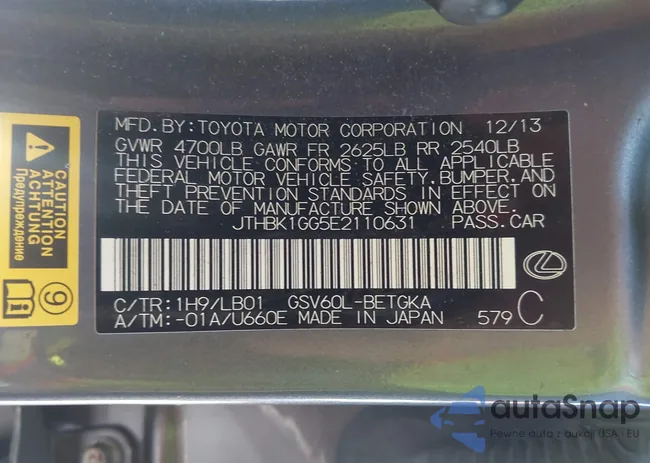 JTHBK1GG5E2110631: 44287621