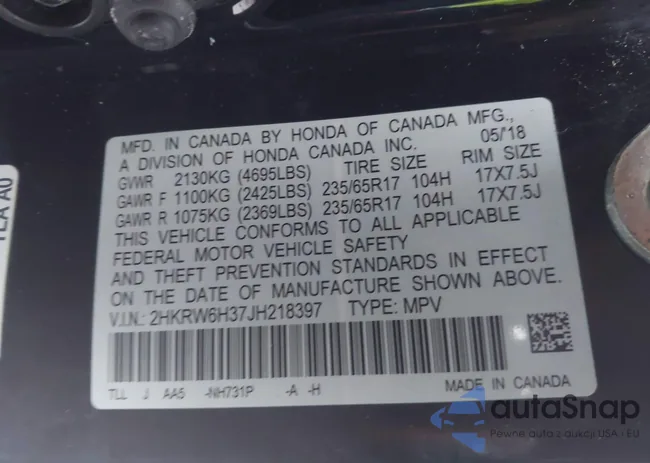 2HKRW6H37JH218397: 44286796