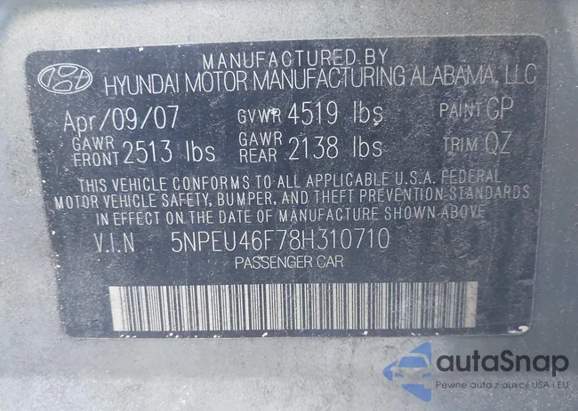 5NPEU46F78H310710: 44286818