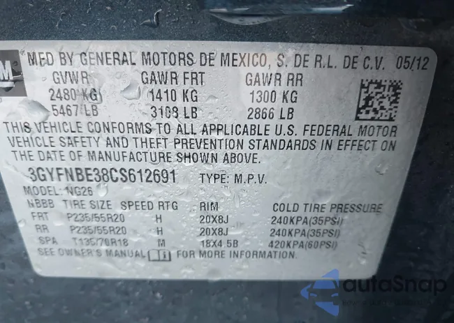 3GYFNBE38CS612691: 44286875