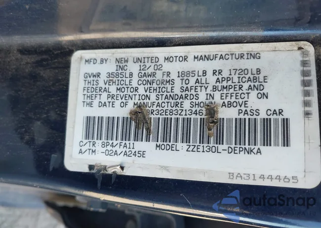 1NXBR32E83Z134613: 44286971