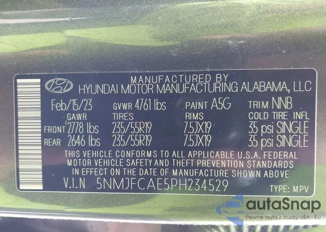 5NMJFCAE5PH234529: 44288116