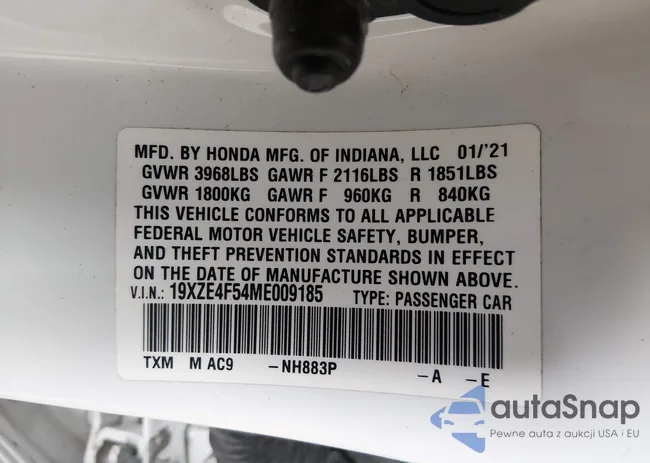 19XZE4F54ME009185: 44288331