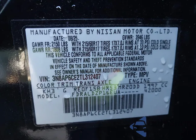 3N8AP6CE2TL312407: 44288401