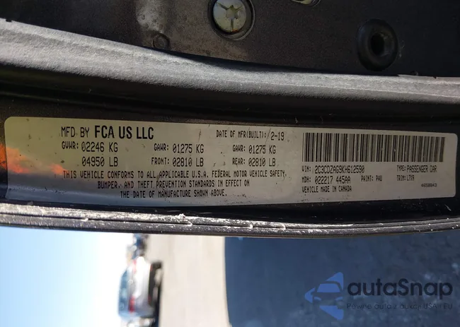 2C3CDZAG9KH612590: 44288417