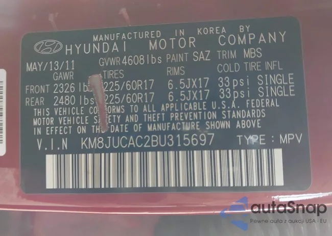 KM8JUCAC2BU315697: 44288463