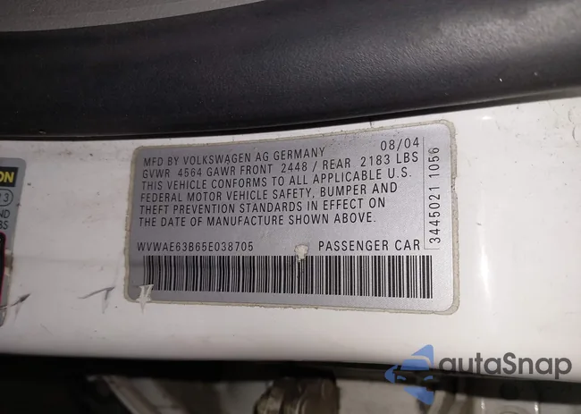 WVWAE63B65E038705: 44287703