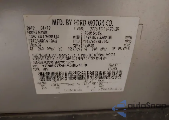 1FM5K7D89KGB26419: 44287865