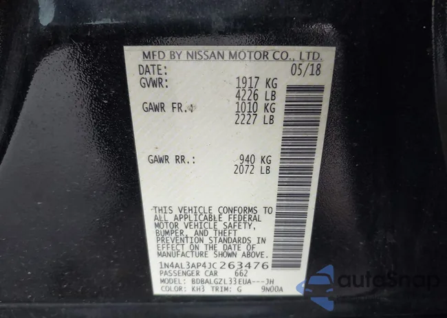 1N4AL3AP4JC263476: 44287929