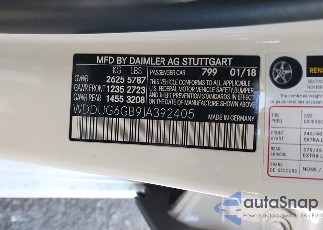 WDDUG6GB9JA392405: 44287972