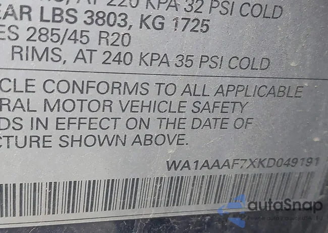 WA1AAAF7XKD049191: 44288031