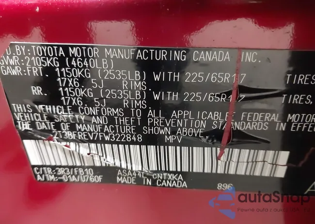 2T3BFREV7FW322848: 44289035