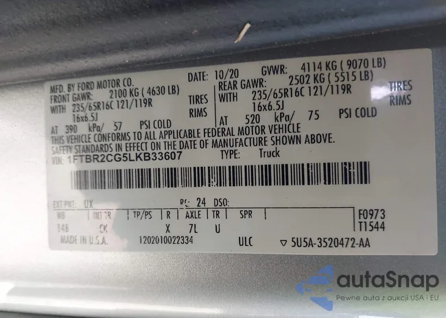 1FTBR2CG5LKB33607: 44289103