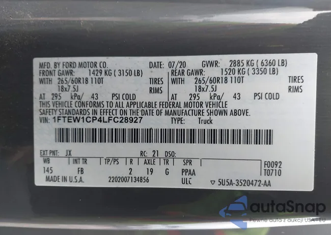 1FTEW1CP4LFC28927: 44289114