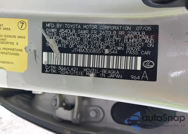 JTHBA30G855138544: 44289264