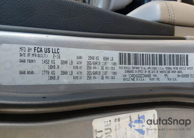 1C4RDHDG2GC340499: 44289300