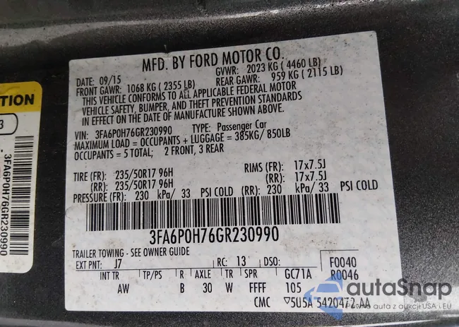 3FA6P0H76GR230990: 44289322