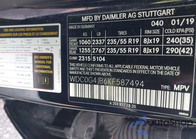 WDC0G4JB6KF587494: 44289438