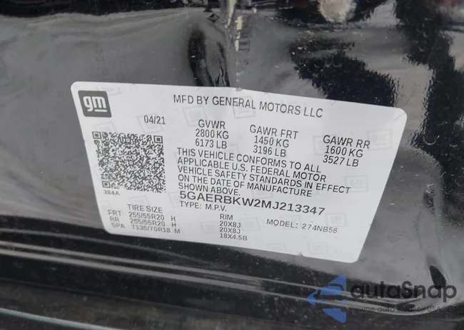 5GAERBKW2MJ213347: 44289620