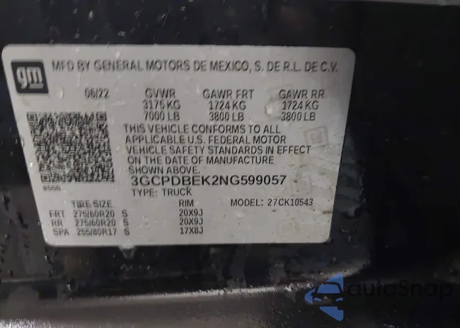 3GCPDBEK2NG599057: 44288690