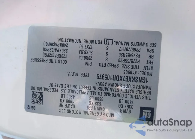 1GNSKKE7XDR105979: 44288697