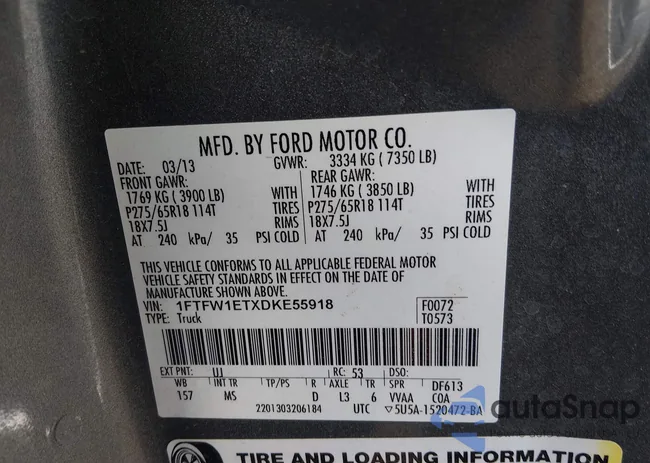 1FTFW1ETXDKE55918: 44288700