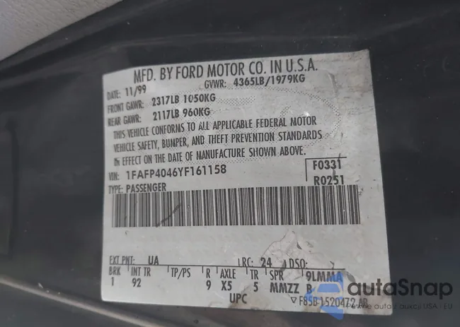 1FAFP4046YF161158: 44288719