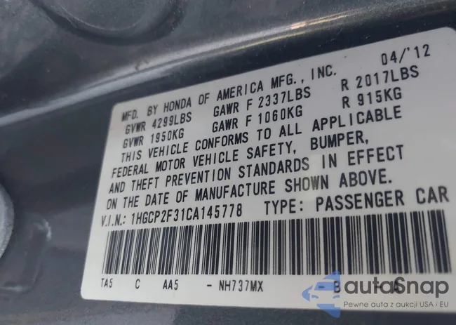 1HGCP2F31CA145778: 44288900