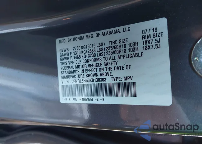 5FNRL6H50KB130303: 44288938