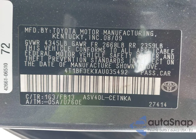 4T1BF3EKXAU035492: 44288948