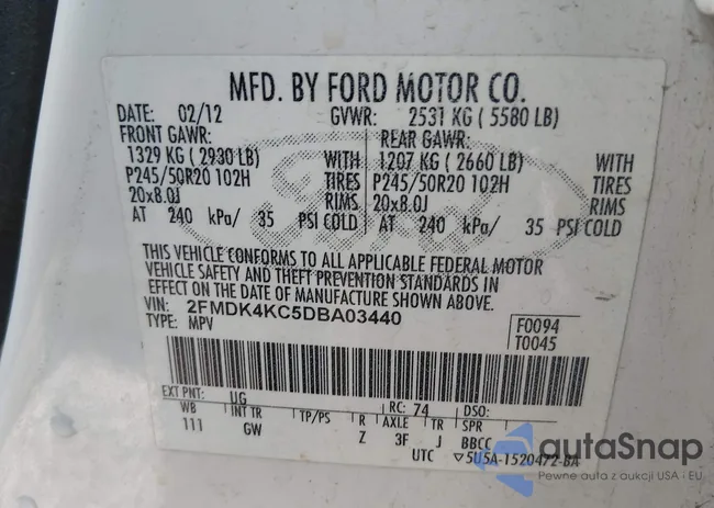 2FMDK4KC5DBA03440: 44288980