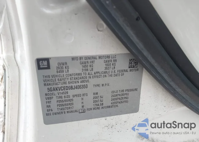 5GAKVCED9BJ406350: 44290072