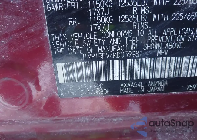 JTMP1RFV4KD039981: 44290073