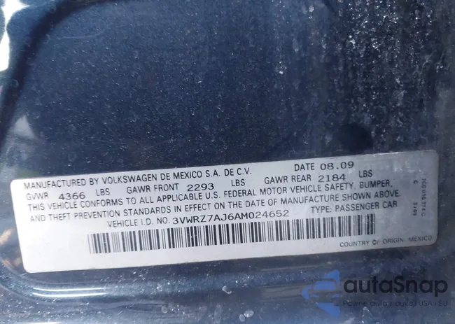 3VWRZ7AJ6AM024652: 44290177