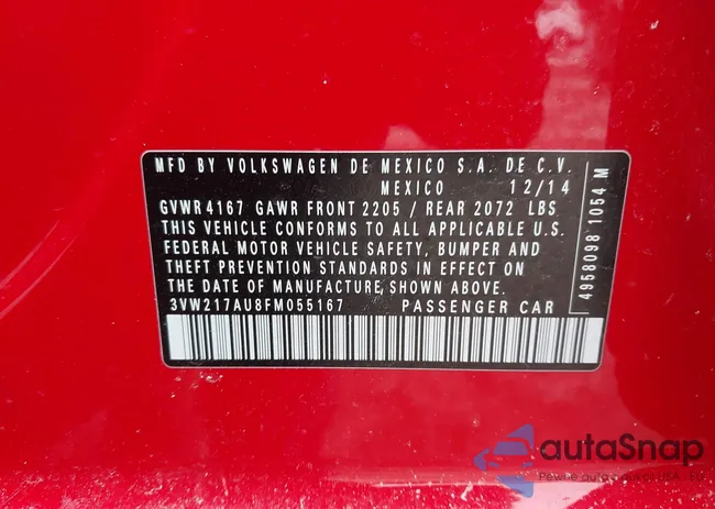 3VW217AU8FM055167: 44290225