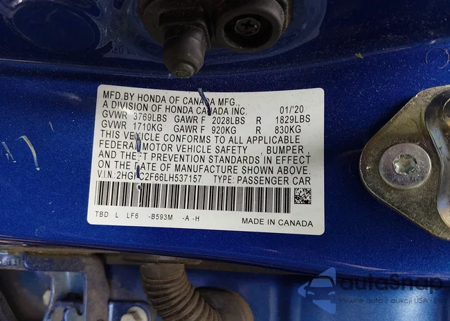 2HGFC2F66LH537157: 44290252