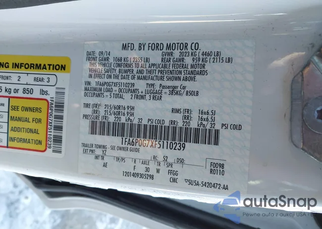 1FA6P0G7XF5110239: 44290297