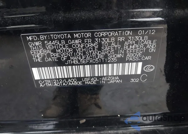 JTHBL5EFXC5111235: 44290331